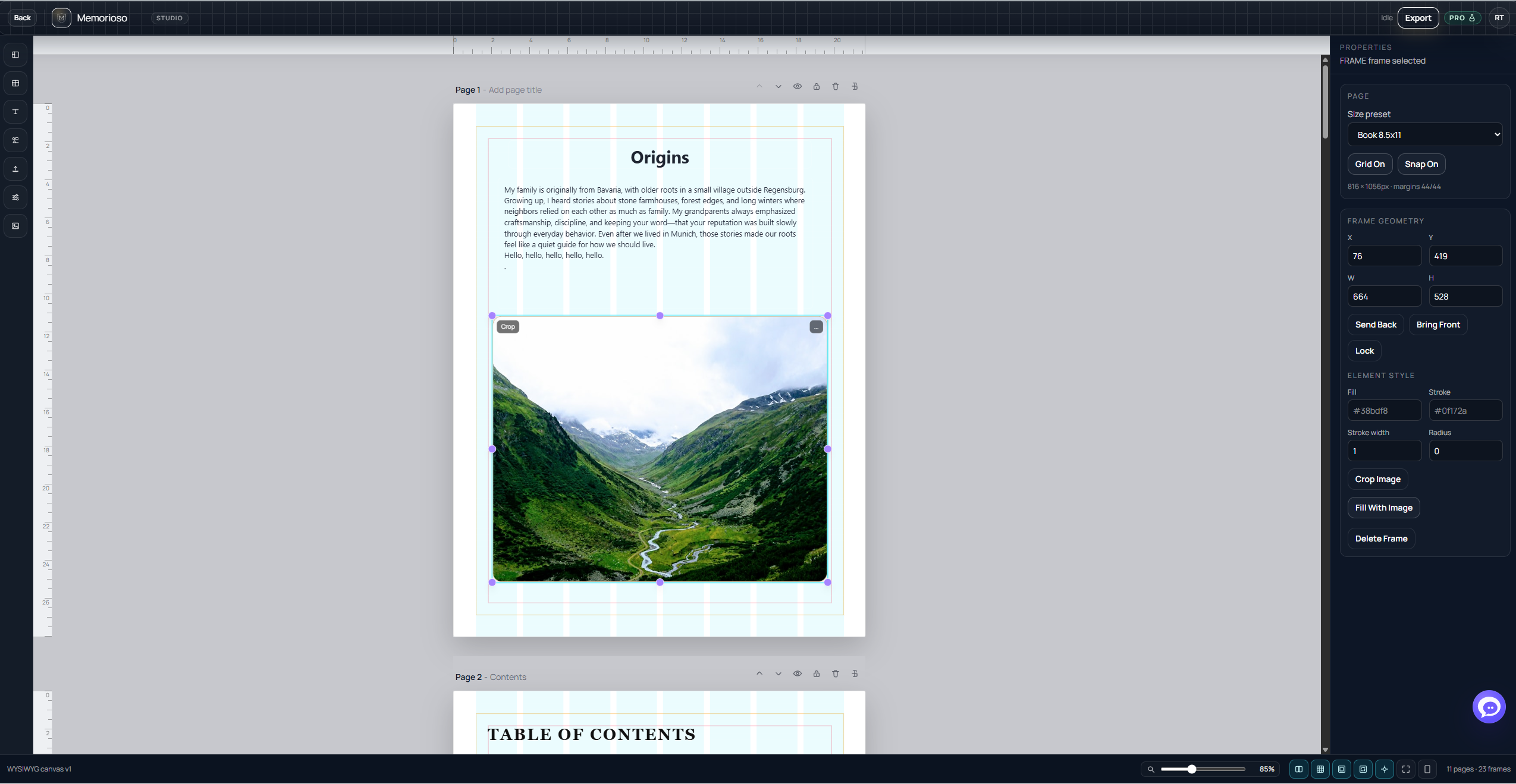 Memorioso landing page hero section